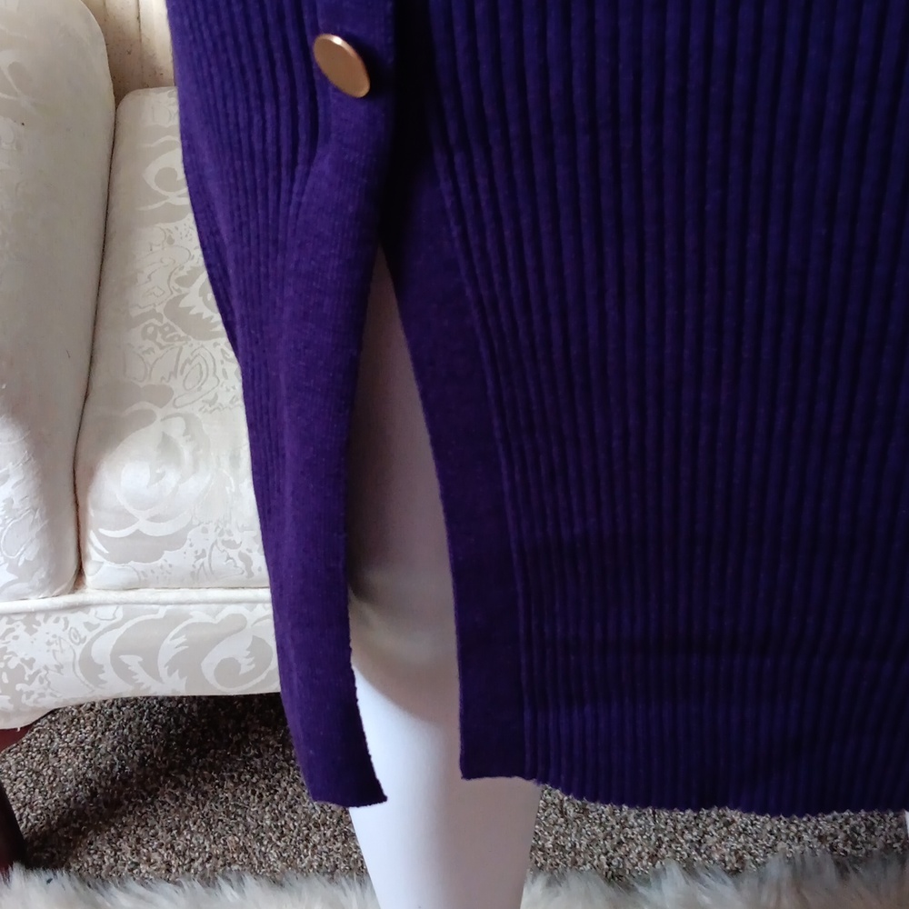 Nina Leonard Deep Purple Long Sleeve Dress - Picture 4 of 5